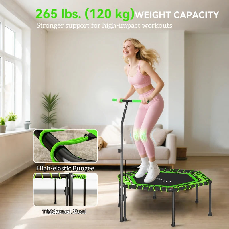 Soozier 45" Rebounder Trampoline for Adults, Mini Fitness Trampoline Bungee Rebounder with 3-Level Adjustable Handle