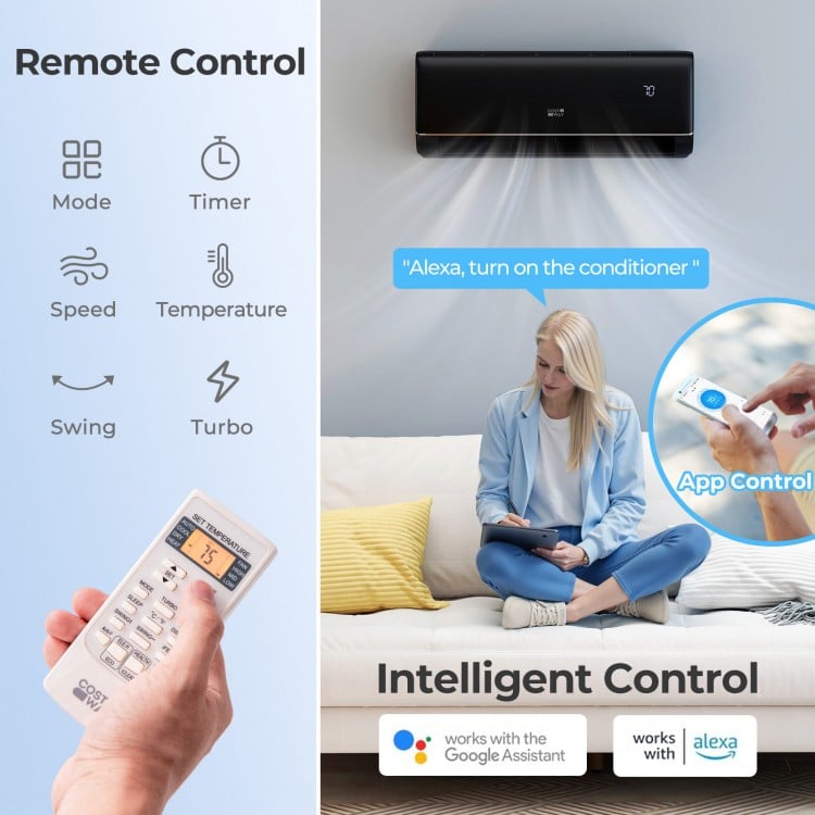 GreyVolt Series 12000 BTU 22 SEER2 115V WiFi Enabled Mini Split AC Compatible with Alexa Gray