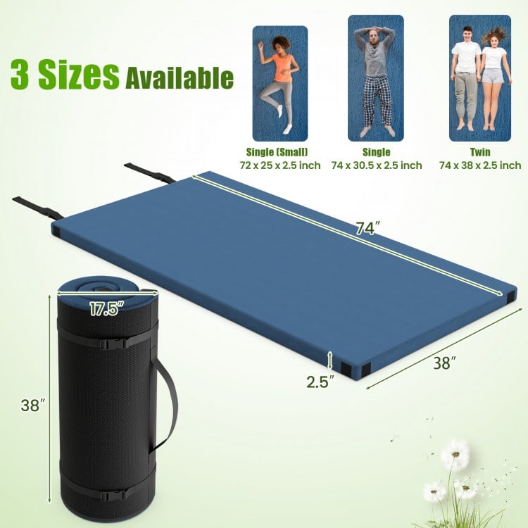 Indoor outdoor Sleeping mat with High density foam Cushion and Carrying Bag-Navy