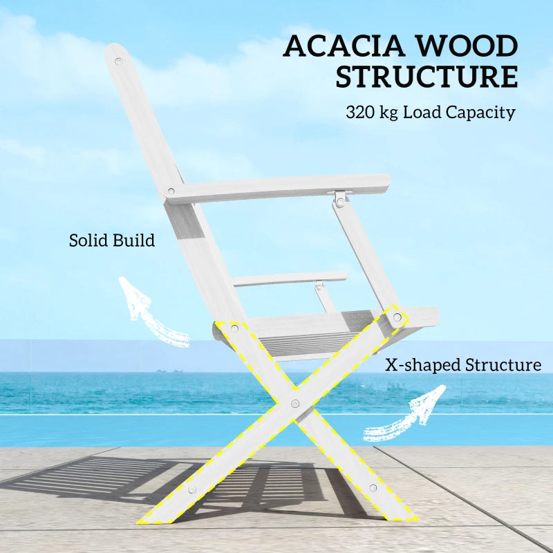 46.5" Foldable Wood Outdoor Bench with Backrest and Armrests for Outdoors, Patio, Porch, Park, White