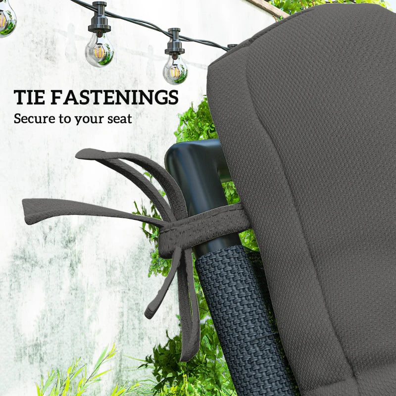 2-Piece Back Seat Cushion Replacement, Outdoor Patio Chair Cushions Set with Ties, Button Tufted, Dark Grey
