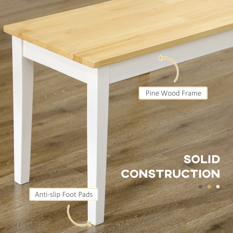 40" Wood Dining Bench for 2 People, Wooden Bench Seat for Kitchen, Dining Room, Entryway, Natural
