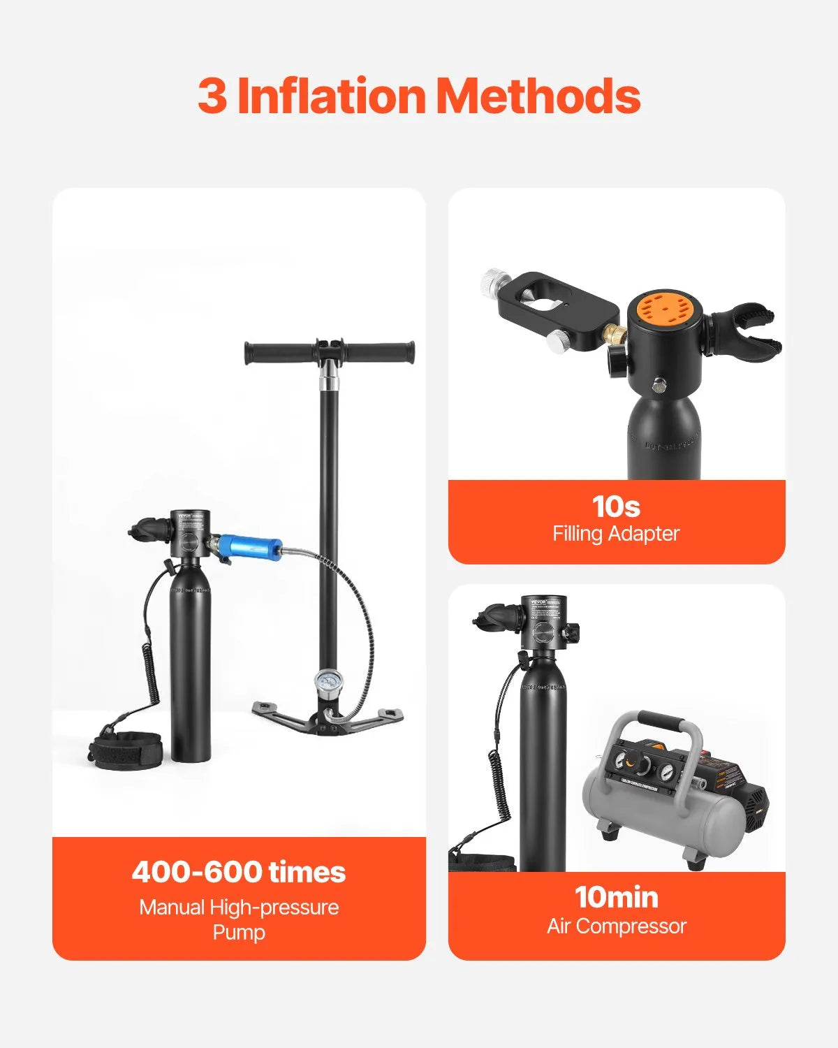 VEVOR 0.5L Scuba Tank 98.43 ft Diving Depth Lung Tank Kit with Snorkel Mask