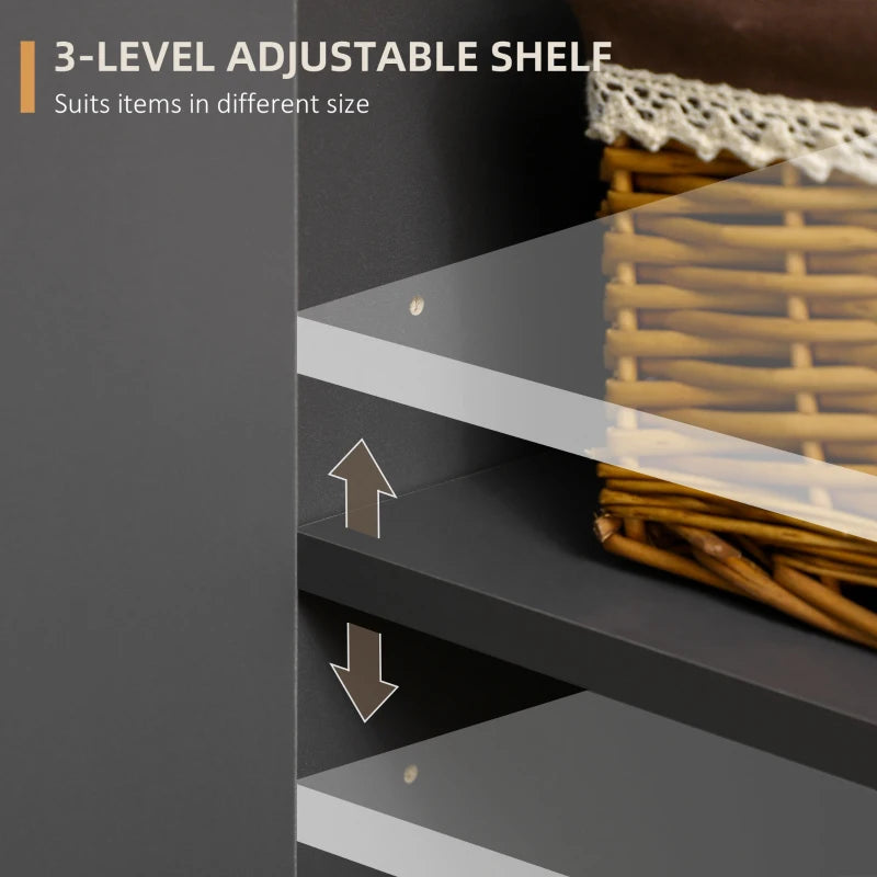 Sideboard Buffet Cabinet with Adjustable Shelves - Dark Grey