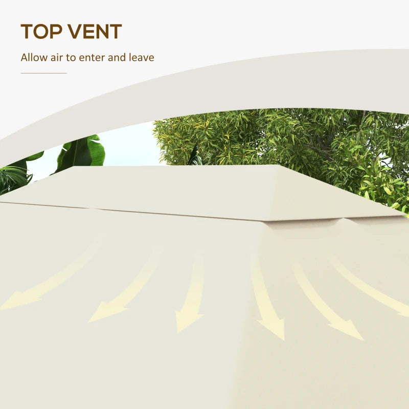 10' x 13' Gazebo Replacement Canopy Cover, Gazebo Roof Replacement (TOP COVER ONLY), Cream White