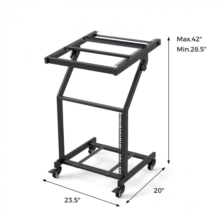 2 Layer Professional Audio Rack Mount with Adjustable Crossbars