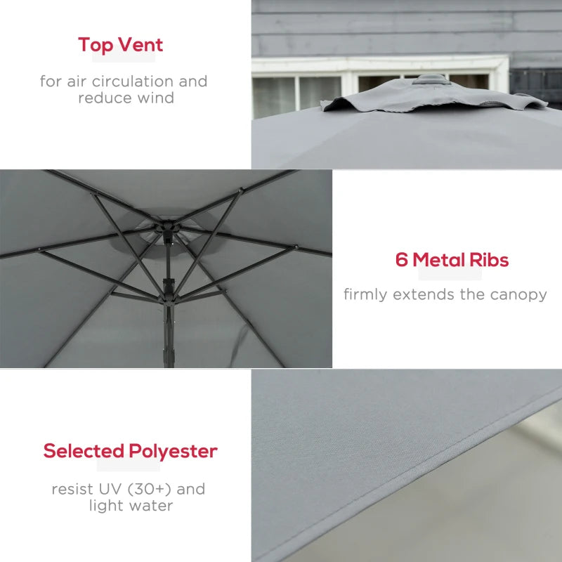 10ft Cantilever Patio Umbrella Offset Parasol with Crank Handle, Cross Base for Garden, Deck, Dark Grey