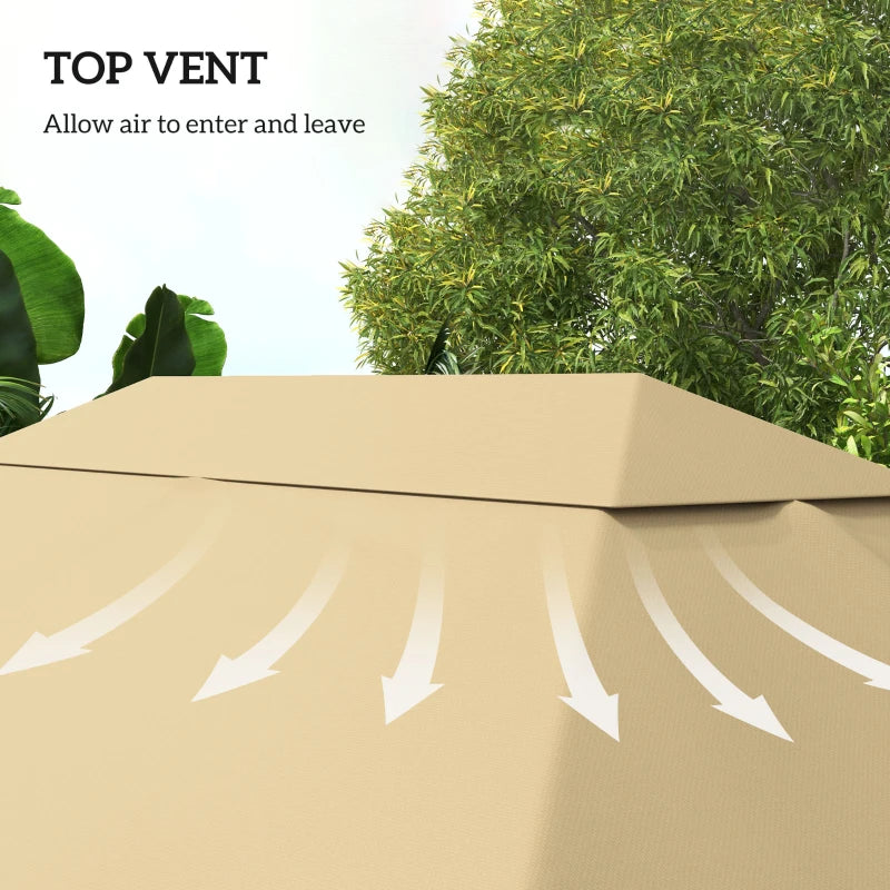 10' x 13' Gazebo Replacement Canopy Cover, Gazebo Roof Replacement (TOP COVER ONLY), Khaki