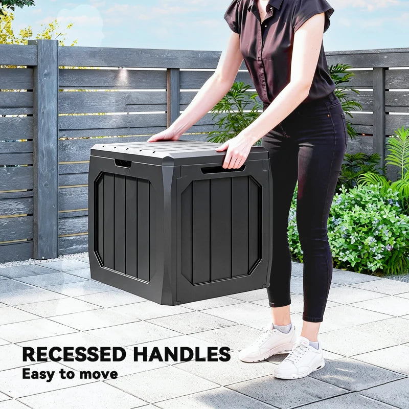 32 Gallon Deck Box, Resin Outdoor Storage Box with Handles, Waterproof and UV Resistant Storage Container