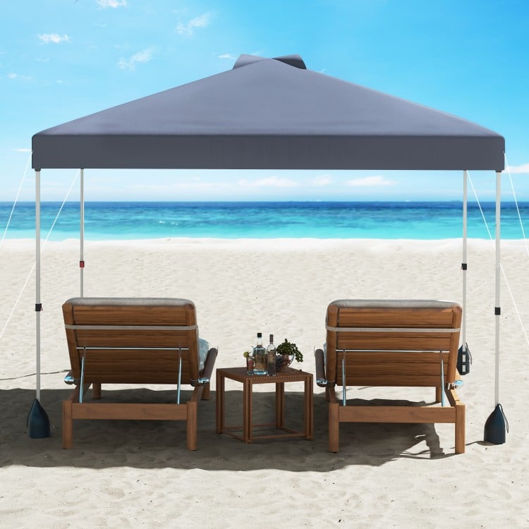 10 X 10 FT Pop up Canopy Tent with 1 Sidewall and Wheeled Bag-Gray