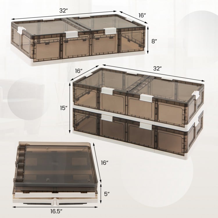 2 Pack Stackable Storage Containers Rolling Plastic Storage Bins