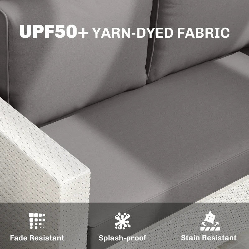 2 Seater Outdoor Seat Cushions with Backrest, Loveseat Double Sofa Outdoor Furniture Cushions, Light Grey