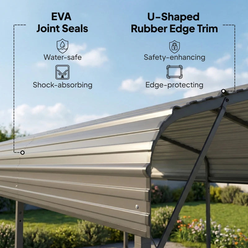 11 x 15FT Metal Carport, Heavy-Duty Carport Canopy with Reinforced Frame & Galvanized Steel Roof, Dark Grey