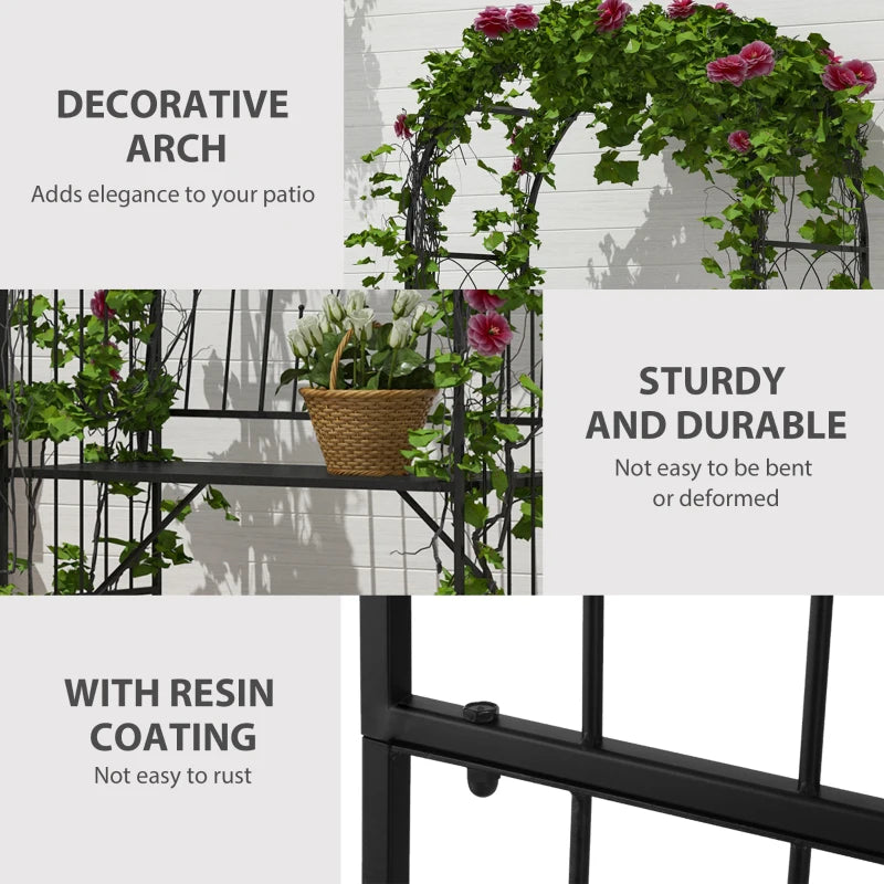 43" Garden Arbor Bench Trellis for Vines Climbing Plant Outdoor Decor Arch- Black