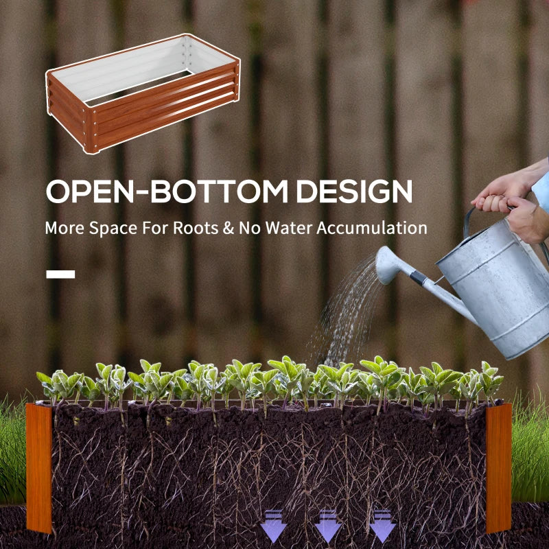 4' x 2' x 1' Raised Garden Bed, Set of 2 Galvanized Planter Box for Vegetables, Flowers, Herbs, Dark Brown Wood Effect