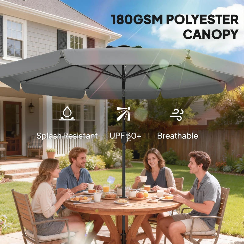10 ft Patio Umbrella with Push Button Tilt and Crank, Outdoor Market Table Umbrella Parasol, Dark Grey