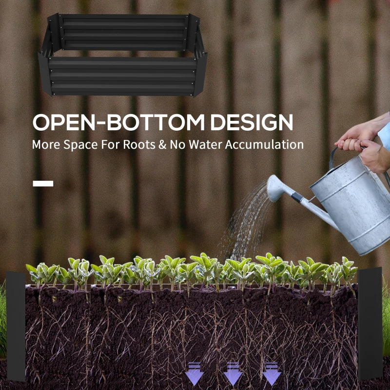 Set of 2 Raised Garden Bed, Steel Elevated Planter Box for Flowers, Herbs, Succulents, 39"x20"x12", Black