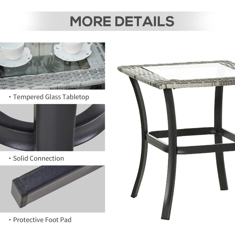 3 Pieces Patio Wicker Rocking Chair Set, Outdoor PE Rattan Bistro Set Conversation Rocker Set with 2 Chairs 1 Coffee Table for Backyard, Deck, Poolside, Grey