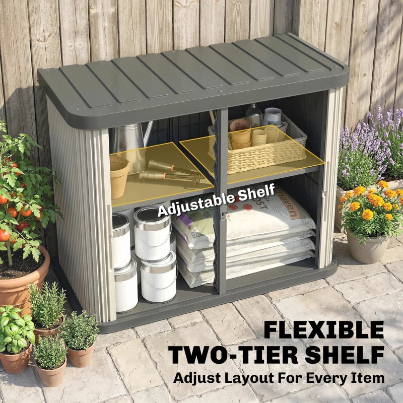 127 Gallon Outdoor Storage Box, UV Resistant Garden Storage Container for Patio, Porch, Poolside, Light Brown