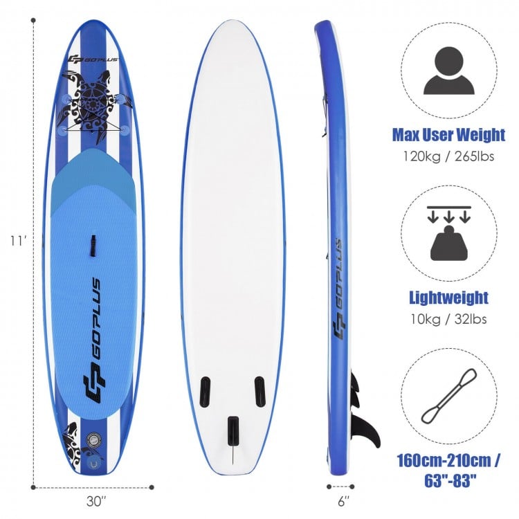 10.6 Feet Inflatable Adjustable Paddle Board with Carry Bag-M