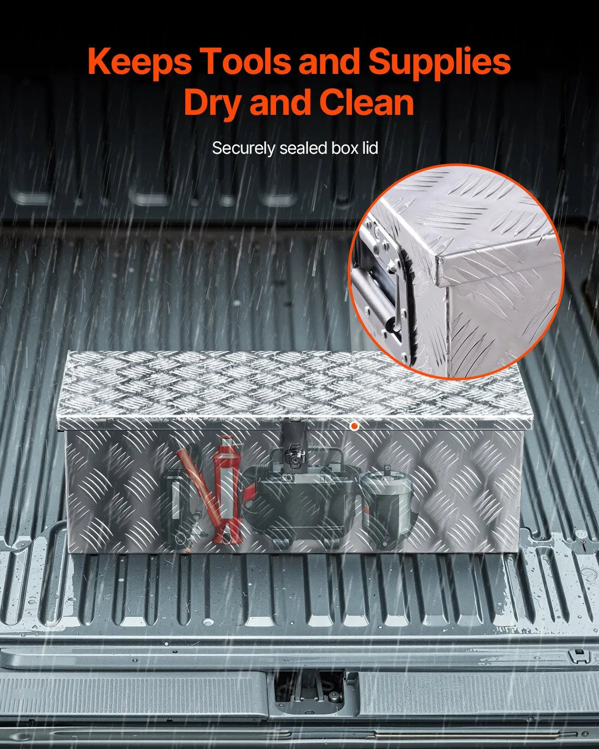 VEVOR 30"x13"x9.6" Heavy Duty Aluminum Truck Bed Tool Box for Pickup RV Silver