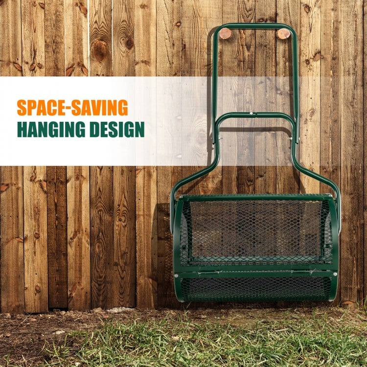24-Inch Peat Moss Spreader with Upgrade Side Latches and U-shape Handle-Green