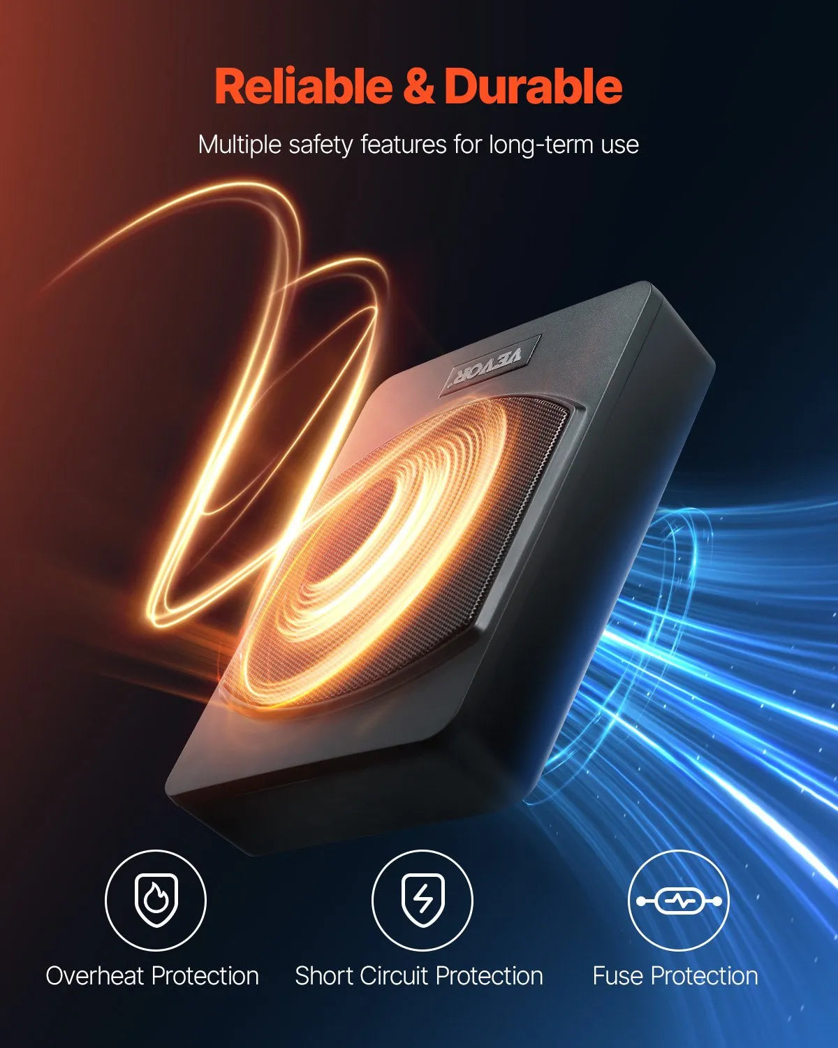 VEVOR 10" 240W Under Seat Car Subwoofer Slim Powered Car/Truck Subwoofer System