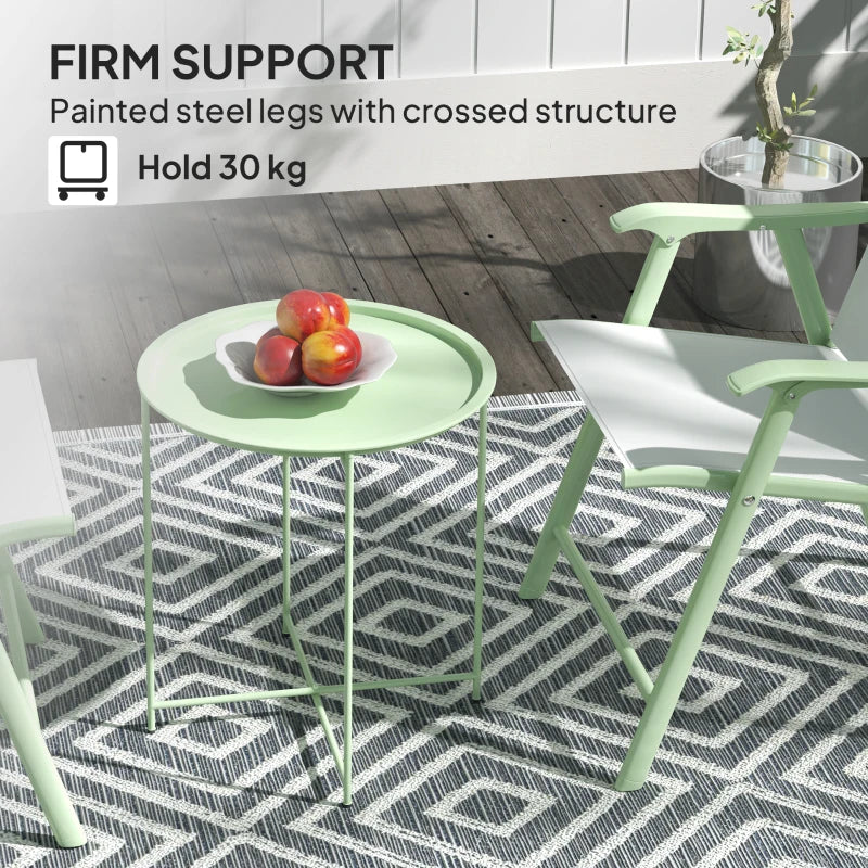 18" Outdoor Side Table with Removable Tray and Folding Legs, Indoor Outdoor for Balcony, Porch, Green