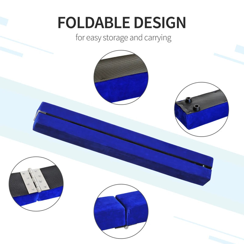 Soozier 7ft Folding Balance Beam, Gymnastics Beam with Wood Core, Blue