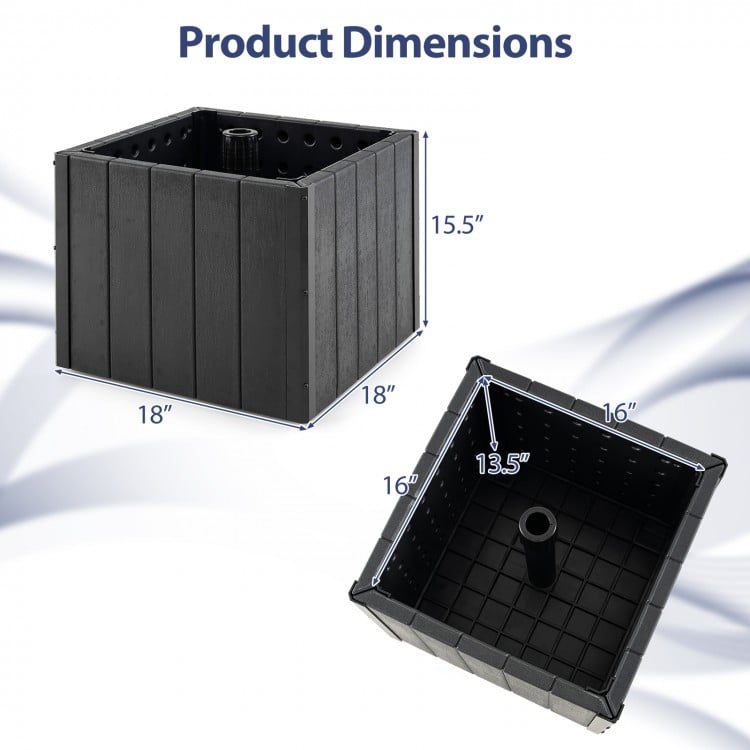 2-in-1 Outdoor Umbrella Base Planter Patio Umbrella Stand with Flower Box-Black