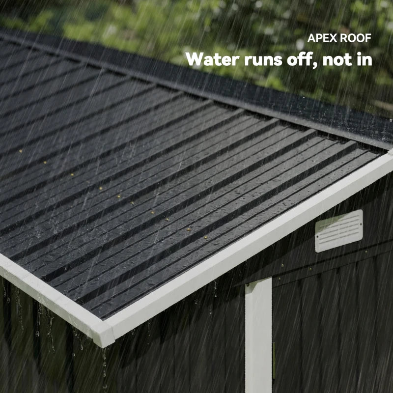 10' x 10' Metal Shed, Heavy Duty Outdoor Storage Shed with 4 Vents and Lockable Double Doors, Dark Grey