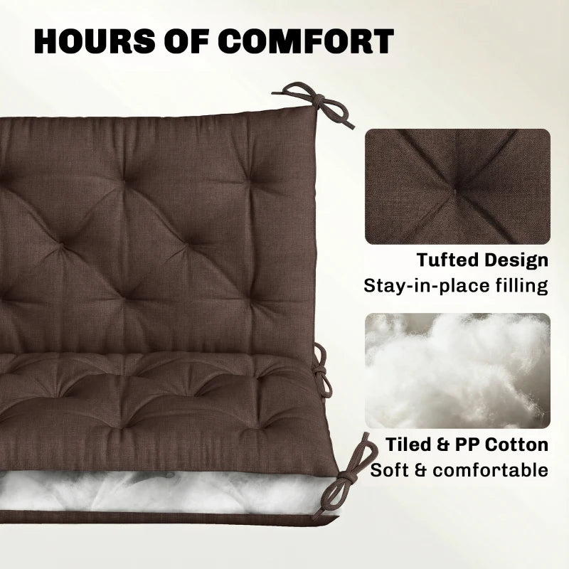 3-Seater Outdoor Bench Swing Chair Replacement Cushions for Patio Garden, Coffee