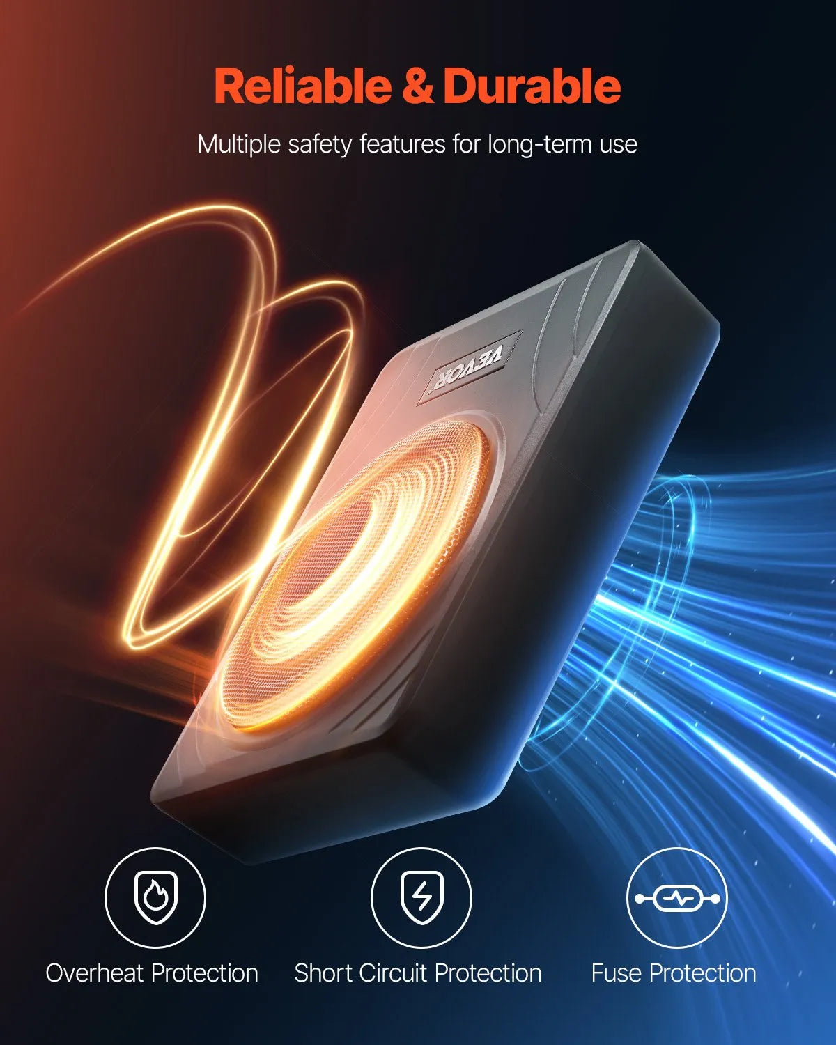 VEVOR 8" 300W Under Seat Car Subwoofer Slim Powered Car/Truck Subwoofer System