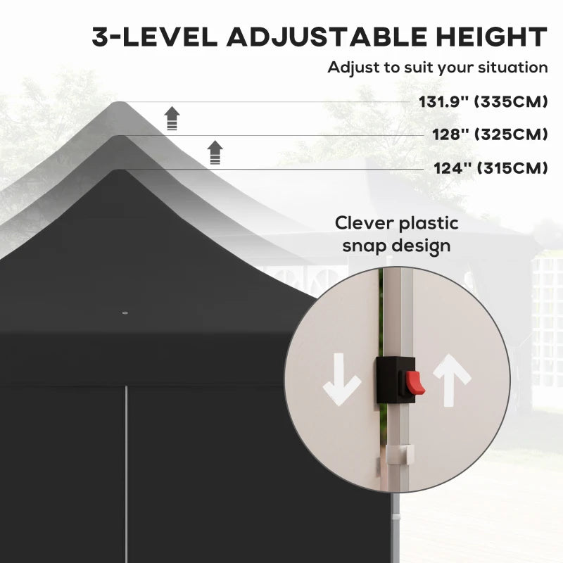 20x10 Pop Up Canopy with 6 Removable Sidewall, Carry Bag and 6 Sand Bags, Height Adjustable Instant Sun Shelter, Grey