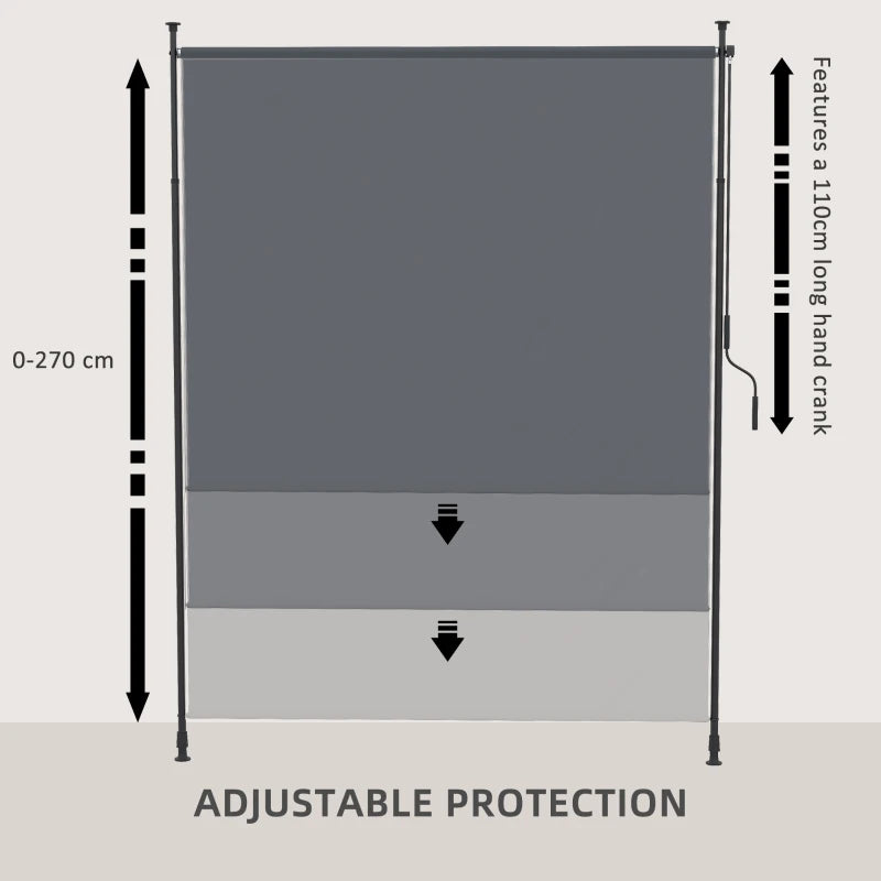 7' x 10' Retractable Patio Awning, Manual Outdoor Privacy Screen with UPF40+ & Water-Resistant Fabric, Grey