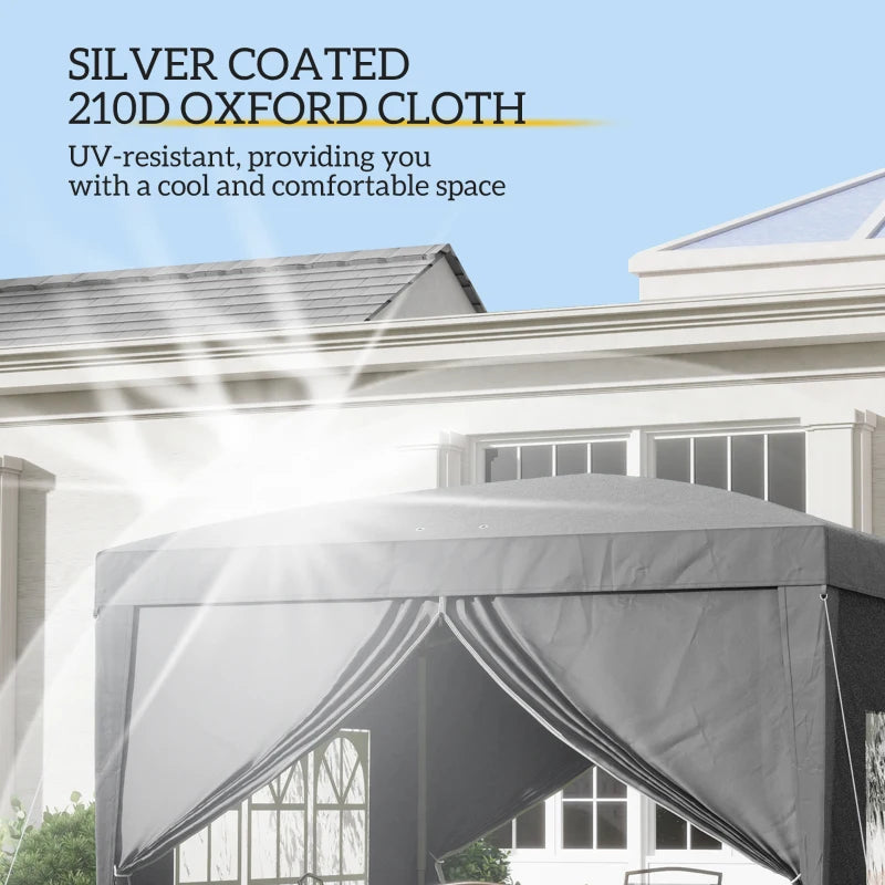 10'x10' Outdoor Pop Up Party Tent Wedding Gazebo Canopy with Carrying Bag (Grey)