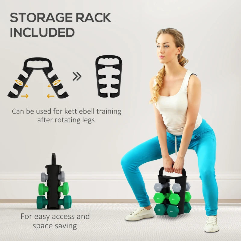 Soozier 40 LBS Hex Dumbbell Set with Vertical Rack, Adjustable Dumbbells, Hand Weights for Home Gym Strength Training, Green