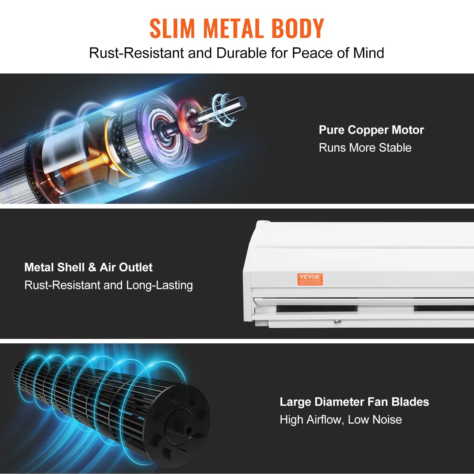 VEVOR 60" Commercial Indoor Air Curtain Super Power 2 Speeds 1500CFM, Tested to UL Standards Wall Mounted Air Curtains for Doors, Indoor Over Door Fan with Heavy Duty Limit Switch, Easy-Install 110V Unheated