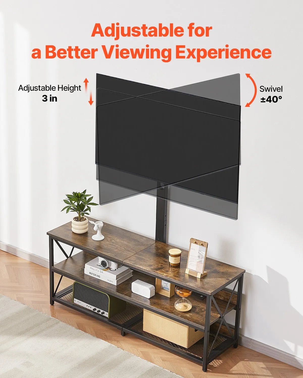 VEVOR 48" TV Stand with Mount for up to 75" TV Power Outlet & Storage Cabinets