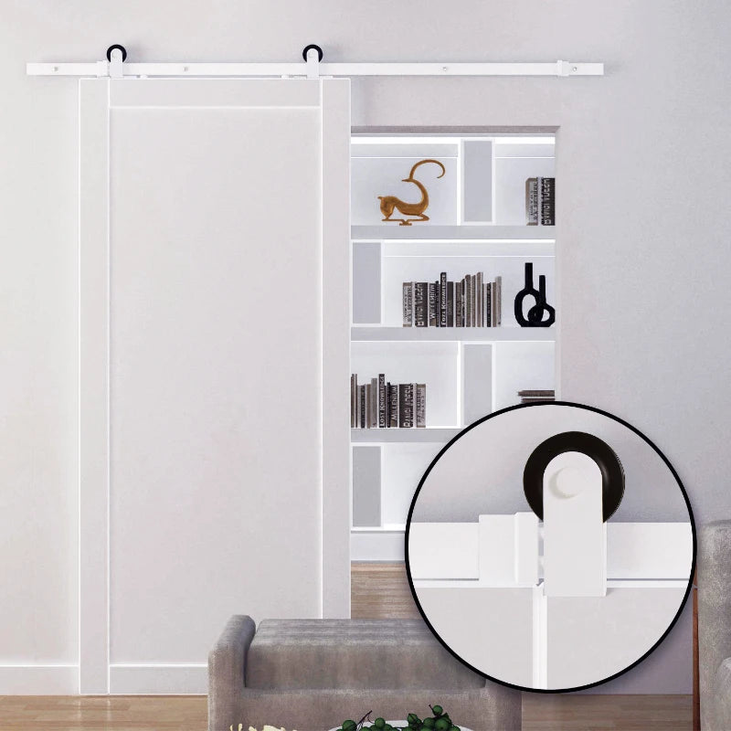 6FT Sliding Barn Door Track Kit, Heavy Duty Barn Door Hardware Kit, Fit 36" Wide Door Panel (T Shape), White