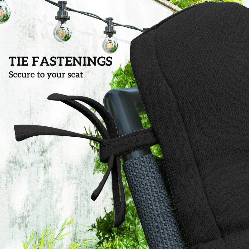 2-Piece Back Seat Cushion Replacement, Outdoor Patio Chair Cushions Set with Ties, Button Tufted, Black