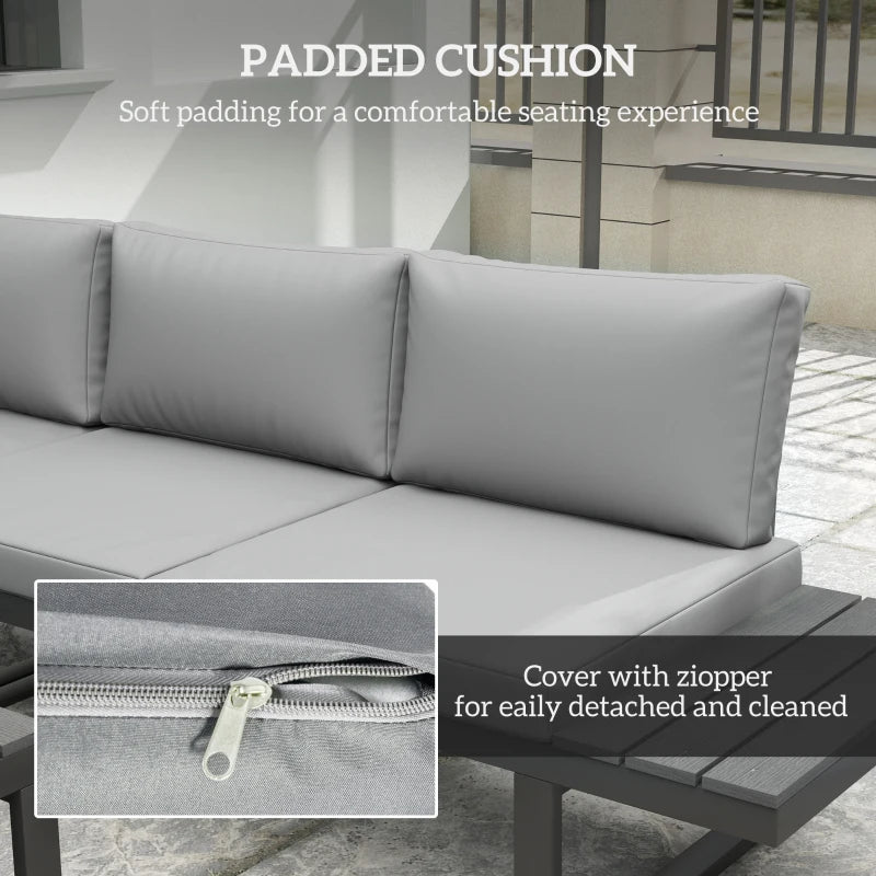 4 Pieces Outdoor Patio Furniture Set, 5-Level Reclining Garden Corner Sofa Set, Outdoor Lounge Conversation Sectional