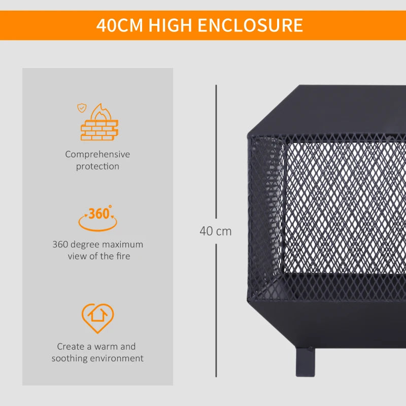 17" Outdoor Fire Pit with Fire Poker, Wood Burning Firepits, Portable Firepit for Patio Backyard Bonfire Camping, Black