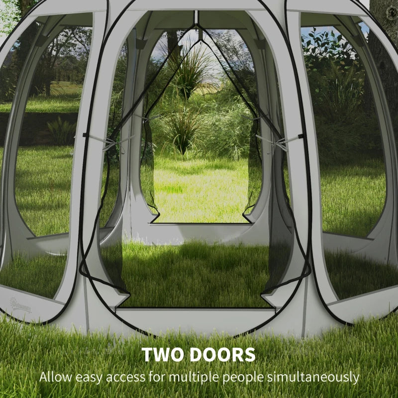 11' x 11.5' Screen Tent, Pop Up Camping Gazebo with Portable Carry Bag and 2 Doors, Grey