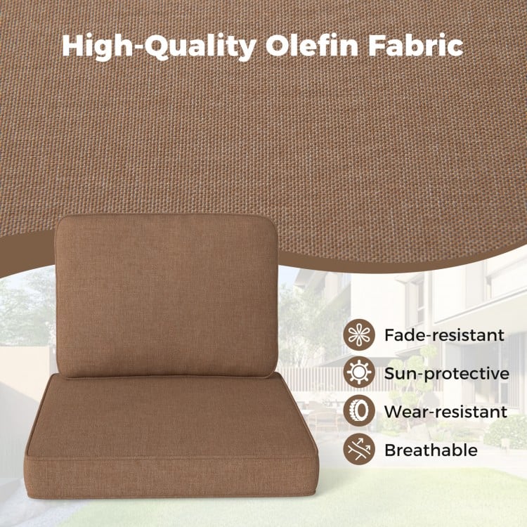 2-Pack Outdoor Patio Cushion Set with Removable Covers-Brown