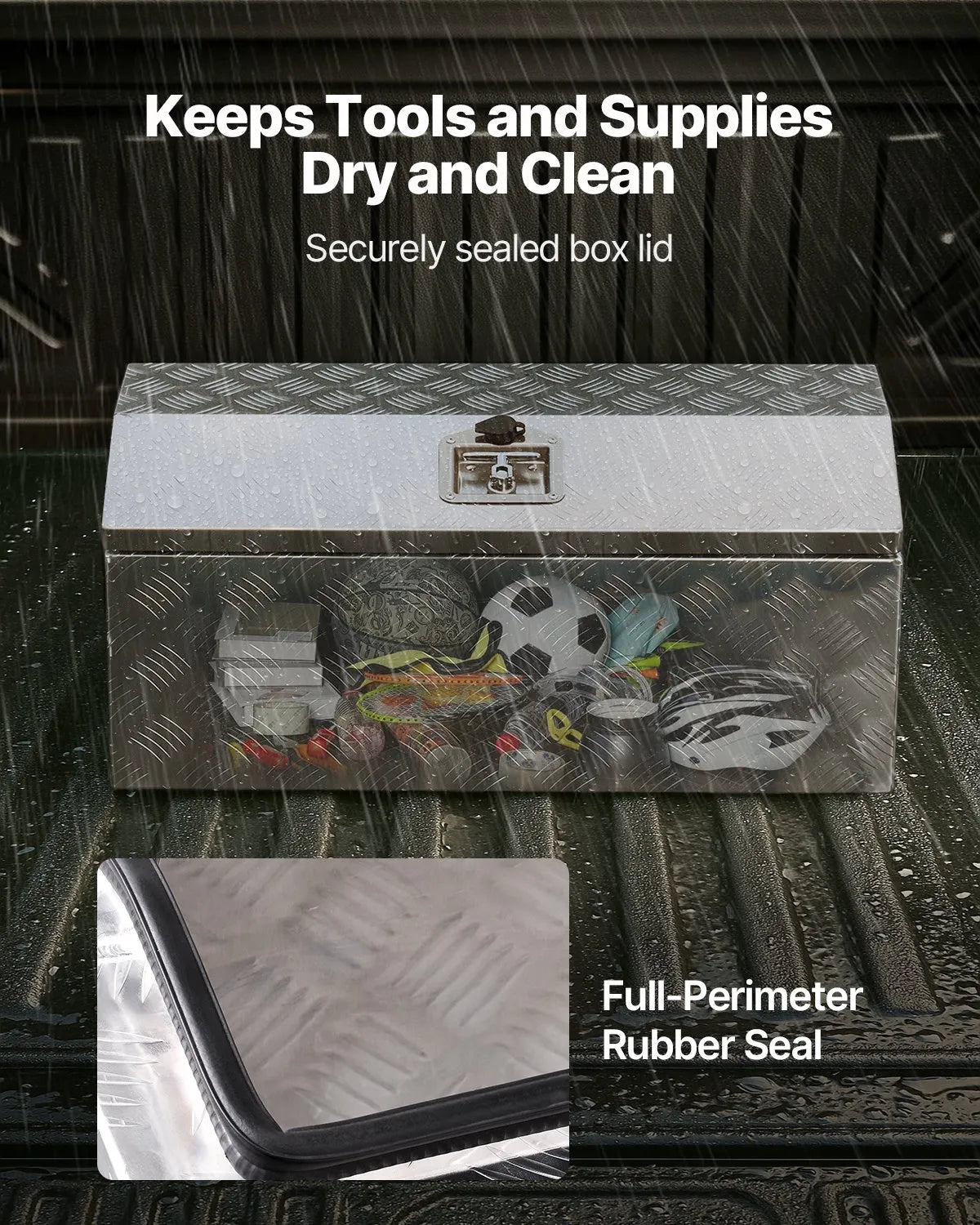 VEVOR 30"x13"x13" Heavy Duty Aluminum Truck Bed Tool Box for Pickup RV Silver