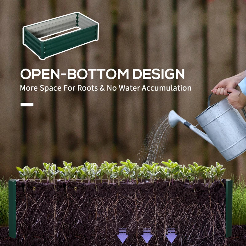4' x 2' x 1' Raised Garden Bed, Set of 2 Galvanized Planter Box for Vegetables, Flowers, Herbs, Green