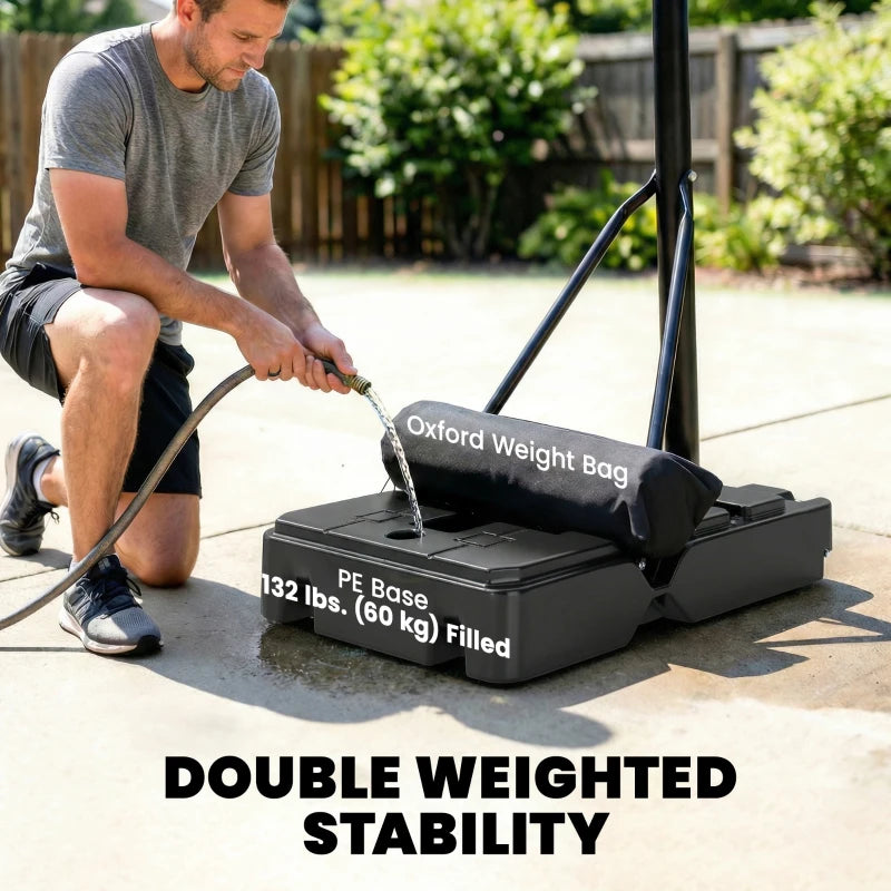 Soozier Basketball Hoop, 7.7 FT to 10 FT Adjustable, Portable Basketball Goal with 43'' Shatterproof Backboard,Fillable Base