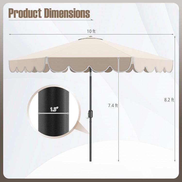 10 Feet Patio Umbrella Outdoor Market Umbrella with Crank Tilt Adjustment-Beige