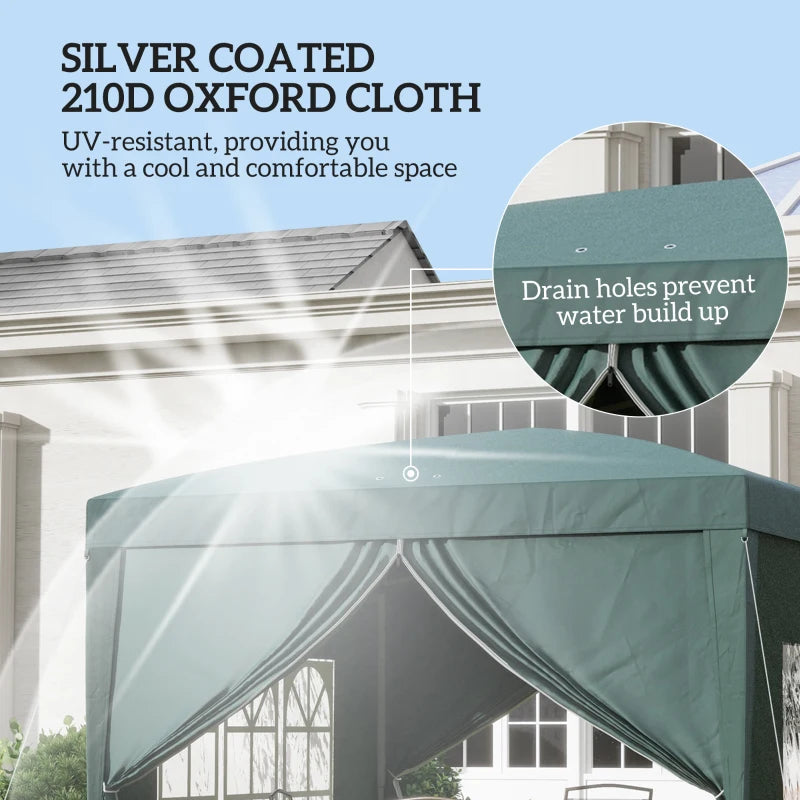 10'x10' Outdoor Pop Up Party Tent Wedding Gazebo Canopy with Carrying Bag (Dark Green)
